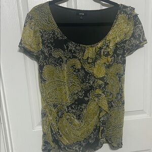 Apt. 9 Women's Black and Gold Patterned Blouse